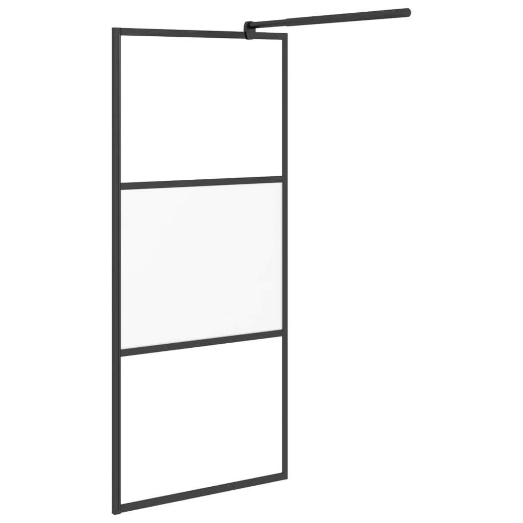 Divisória de chuveiro 90x195 cm vidro semiopaco ESG preto