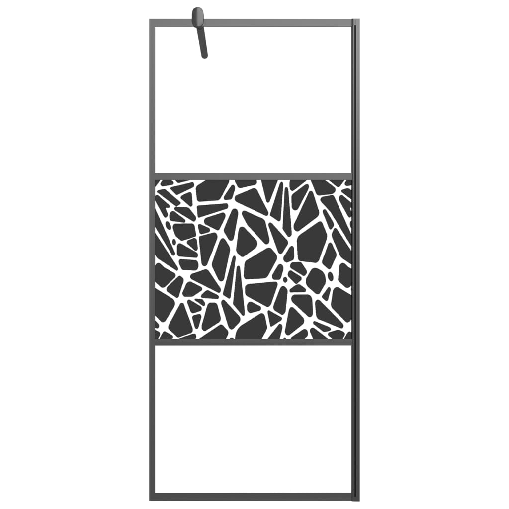 Divisória de chuveiro 90x195cm vidro ESG design de pedras preto