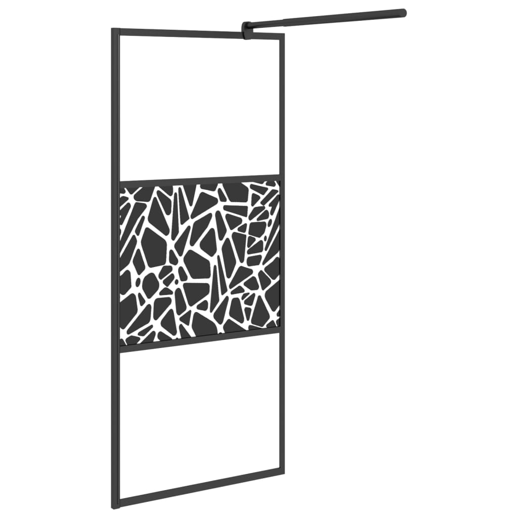 Divisória de chuveiro 90x195cm vidro ESG design de pedras preto