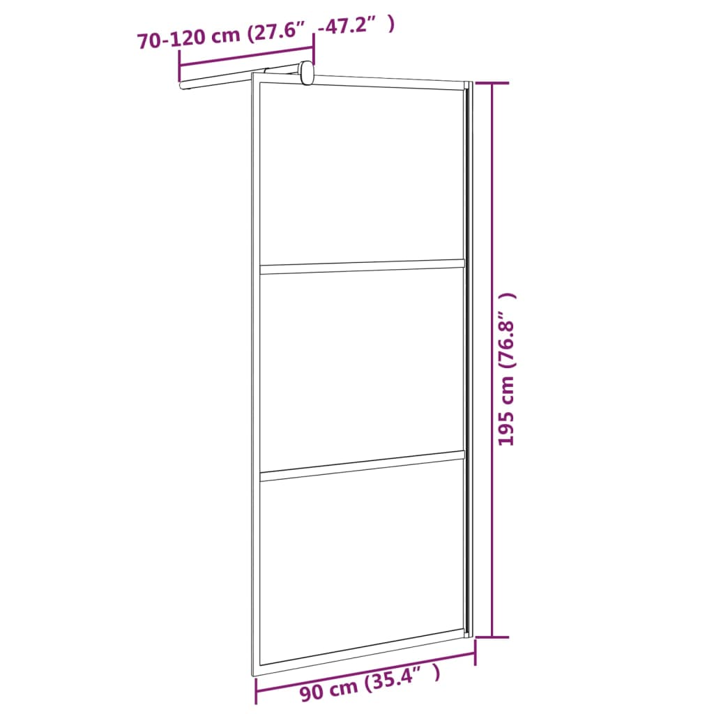 Divisória de chuveiro 90x195cm vidro ESG design de pedras preto