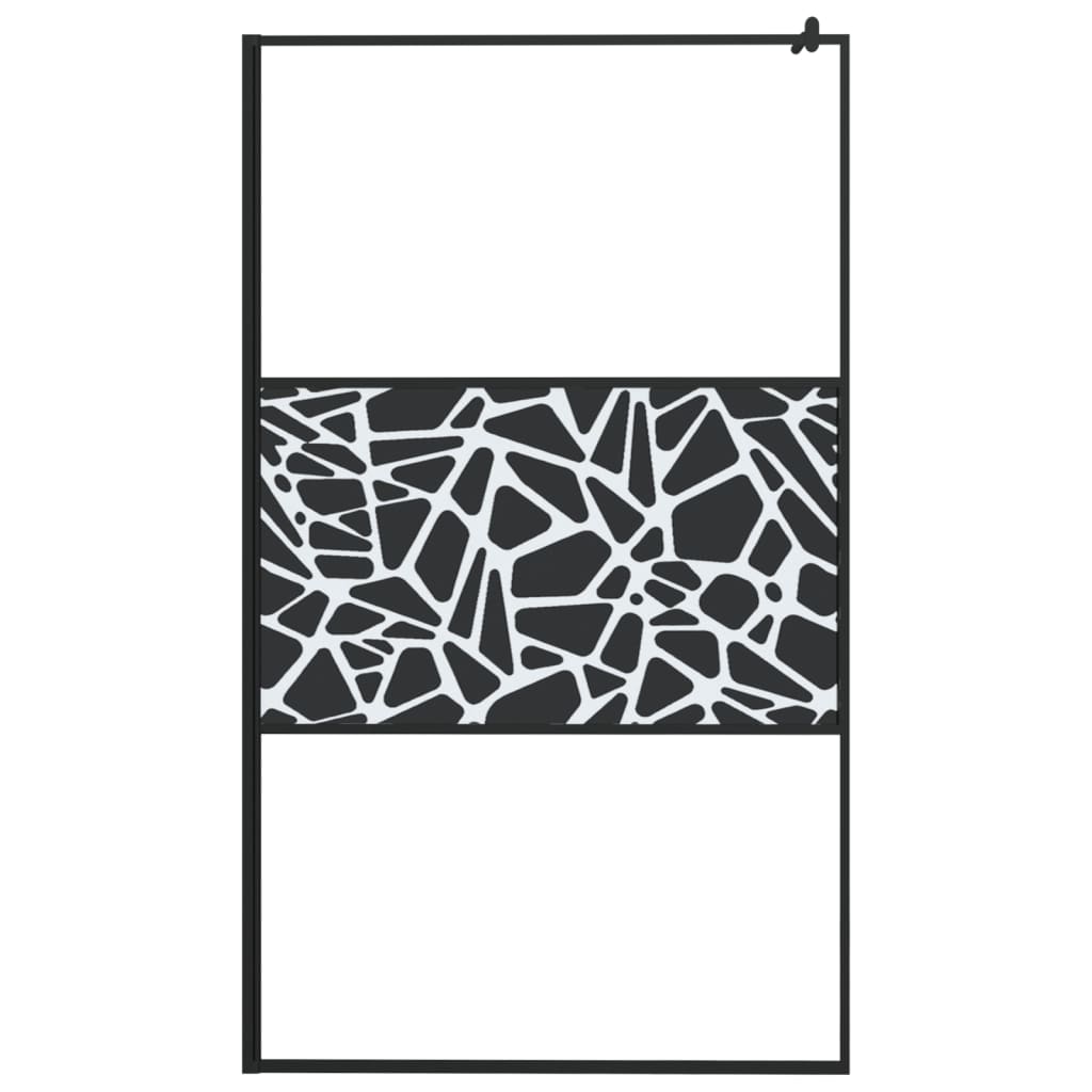 Divisória de chuveiro 115x195cm vidro ESG design pedras preto