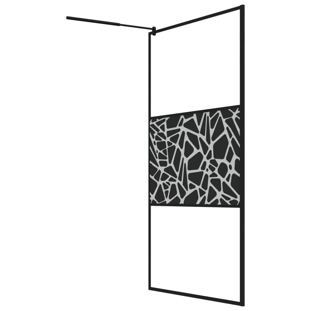 Divisória de chuveiro 115x195cm vidro ESG design pedras preto