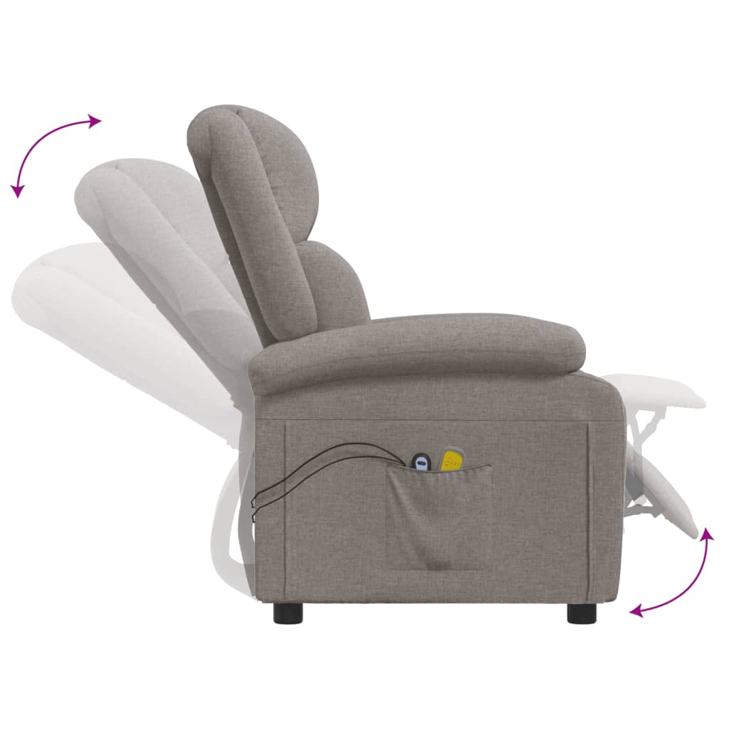 Poltrona de massagens elétrica reclinável tecido cinza-acast.