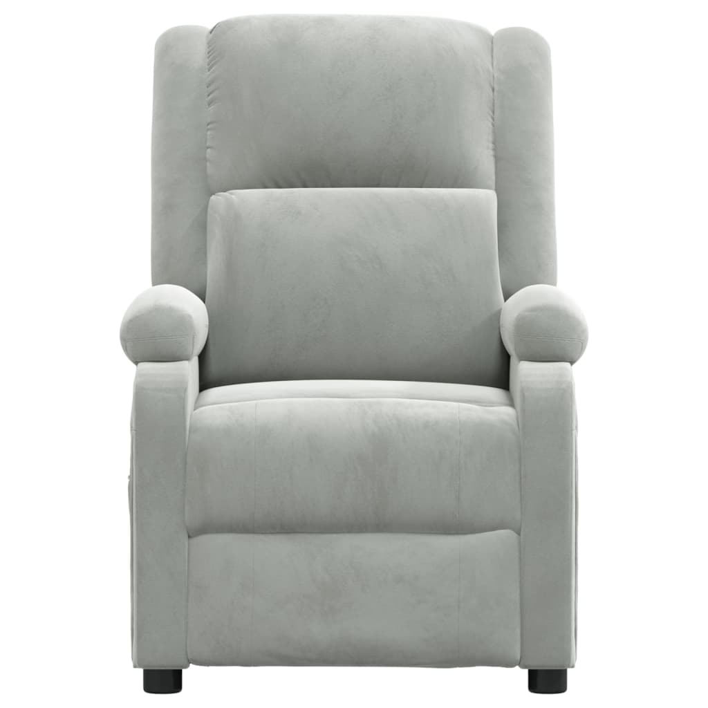Poltrona de massagens elétrica veludo cinzento-claro