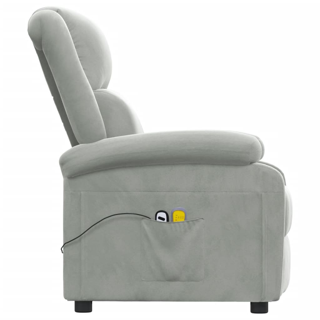 Poltrona de massagens elétrica veludo cinzento-claro