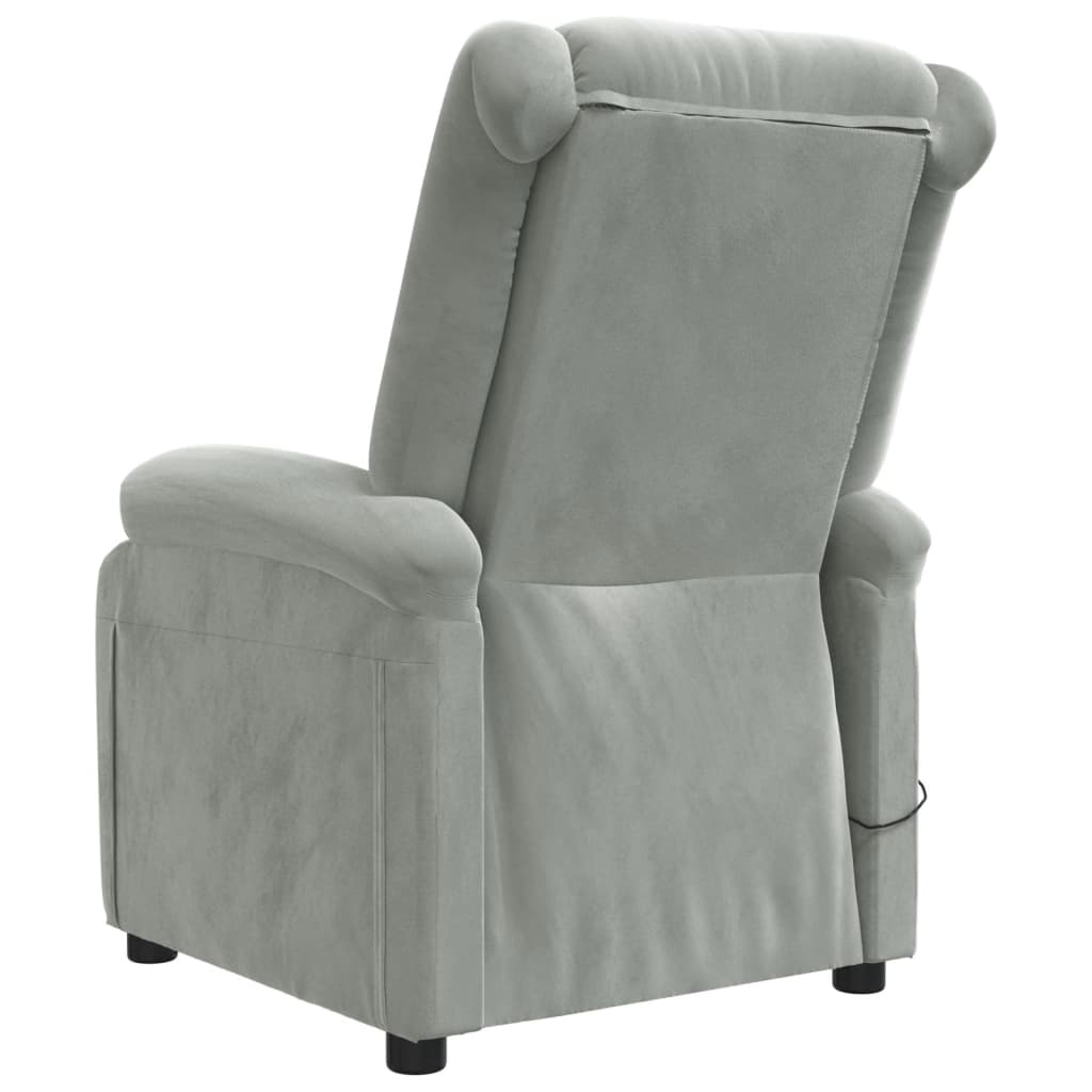 Poltrona de massagens elétrica veludo cinzento-claro