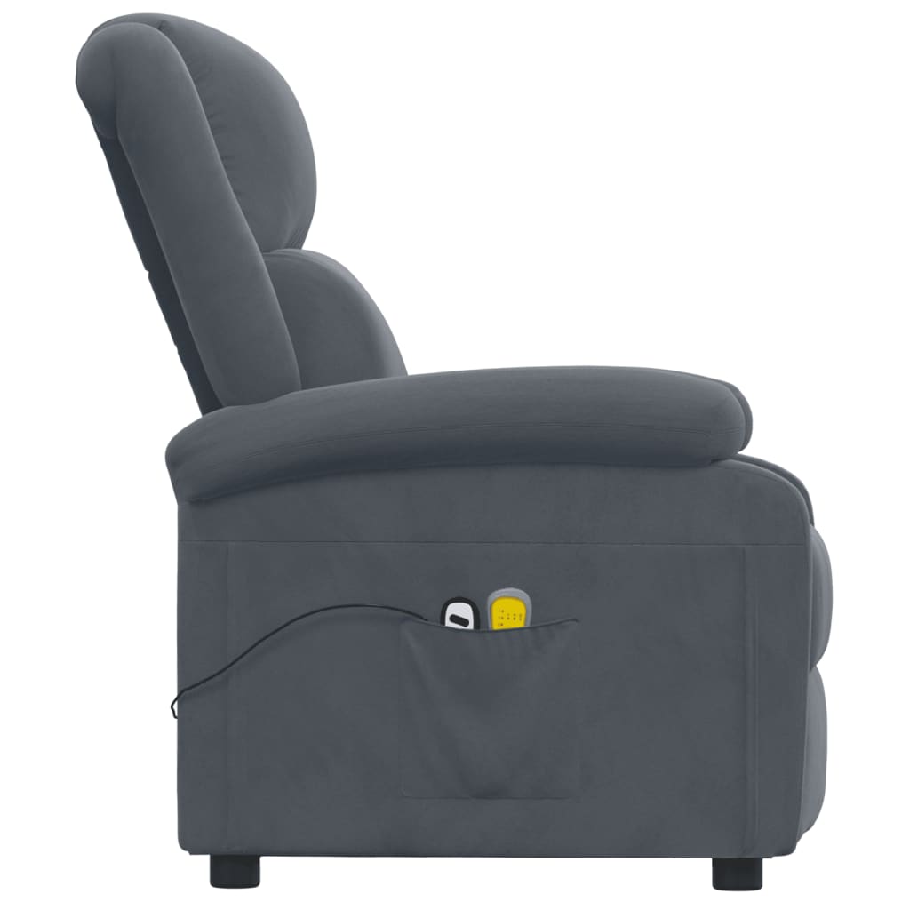 Poltrona de massagens elétrica veludo cinza-escuro