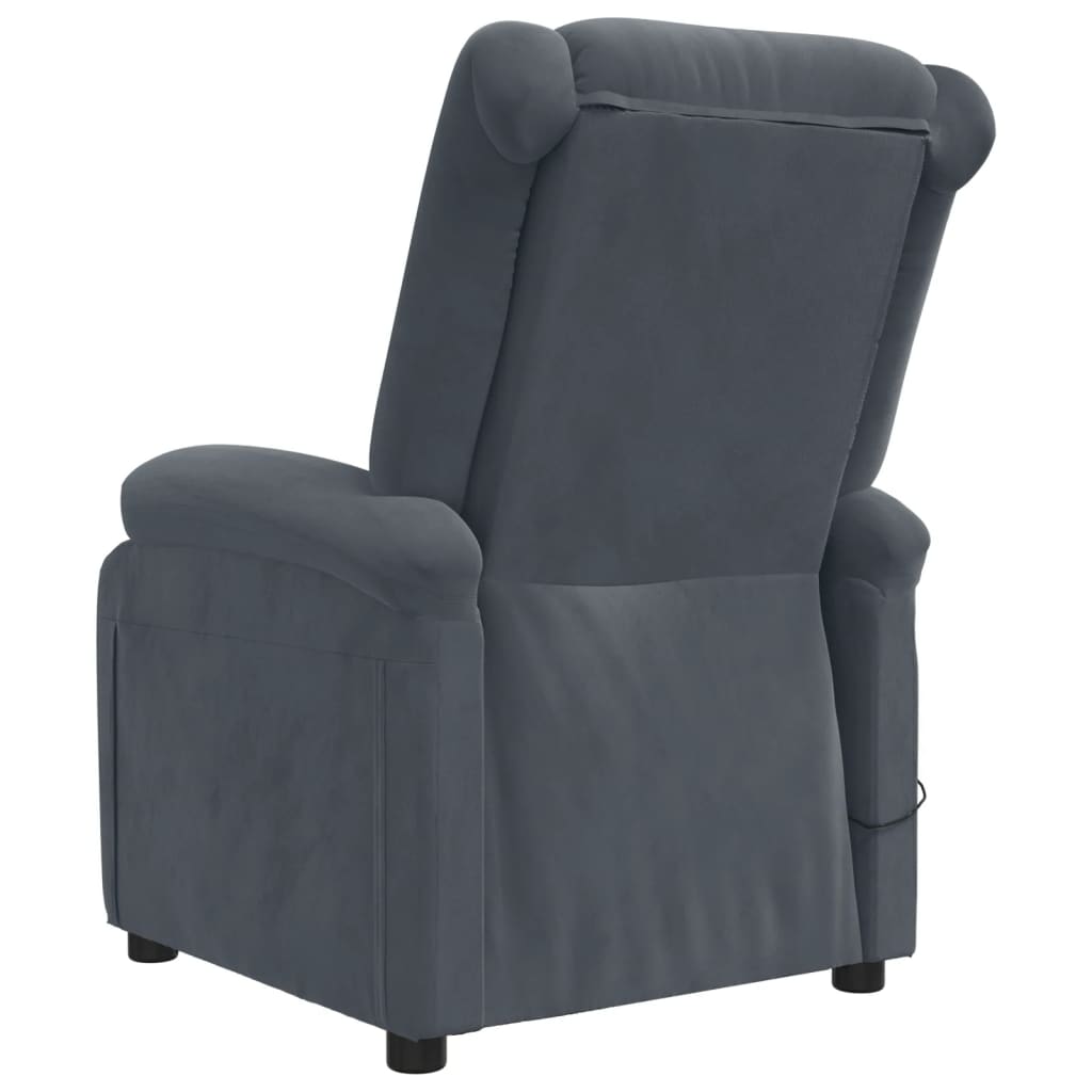 Poltrona de massagens elétrica veludo cinza-escuro