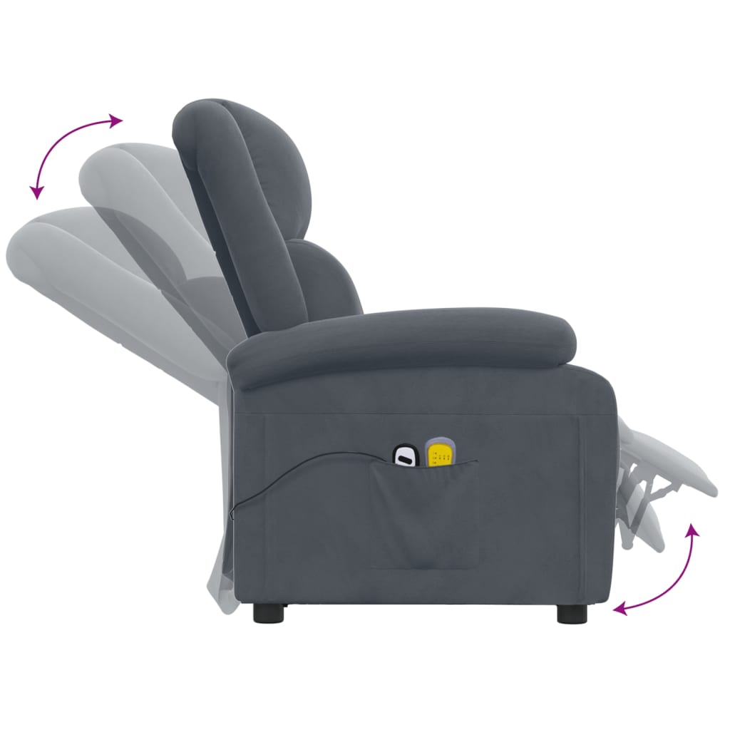 Poltrona de massagens elétrica veludo cinza-escuro