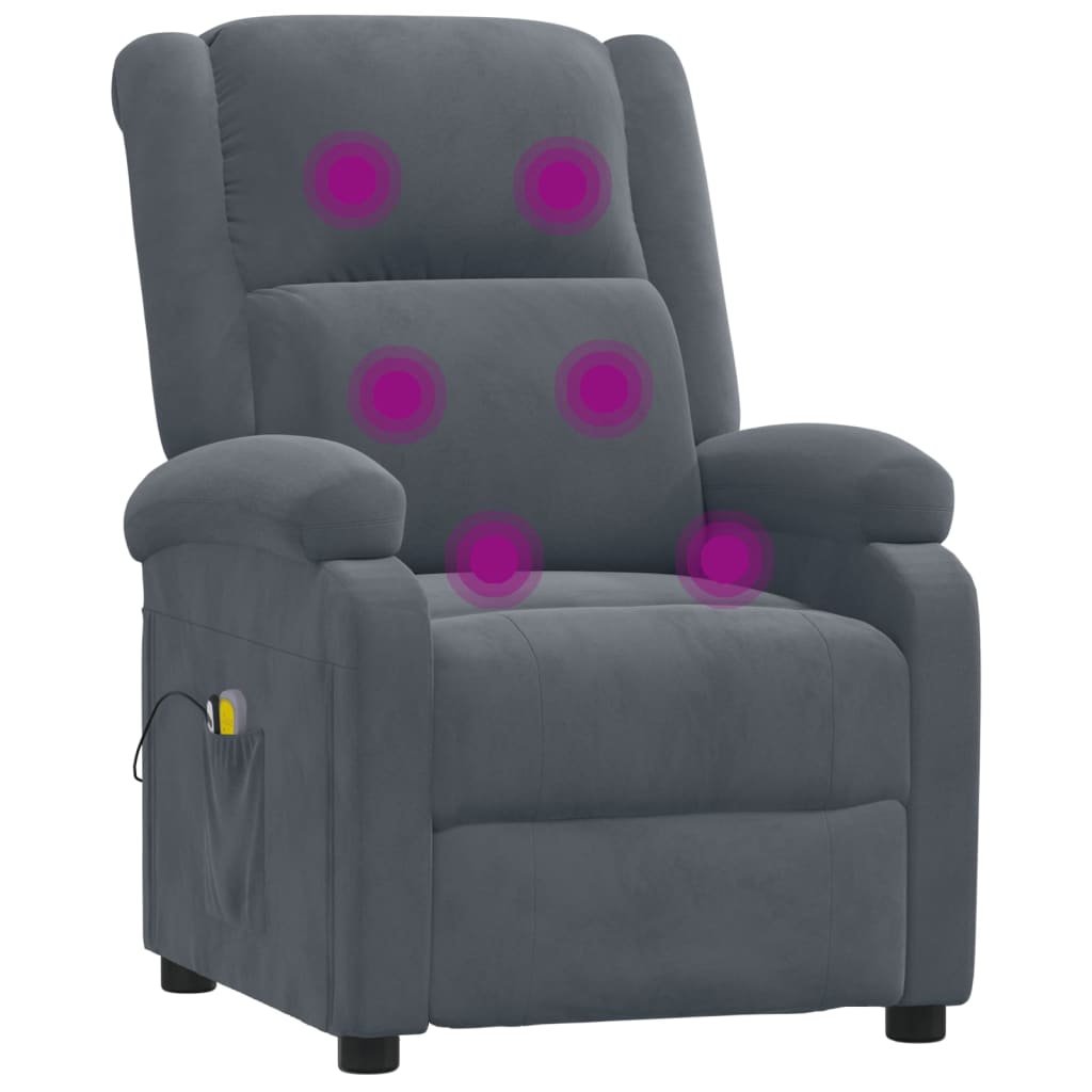Poltrona de massagens elétrica veludo cinza-escuro