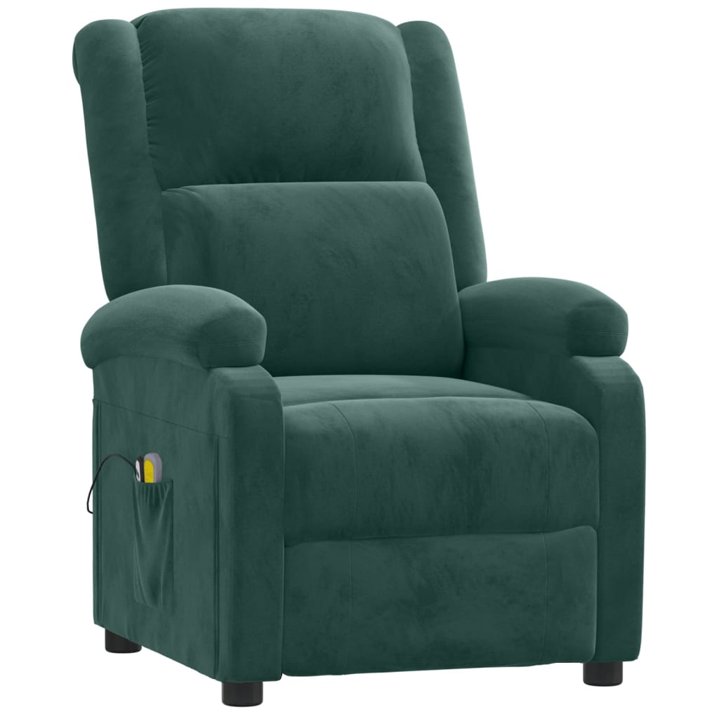 Poltrona de massagens elétrica veludo verde-escuro