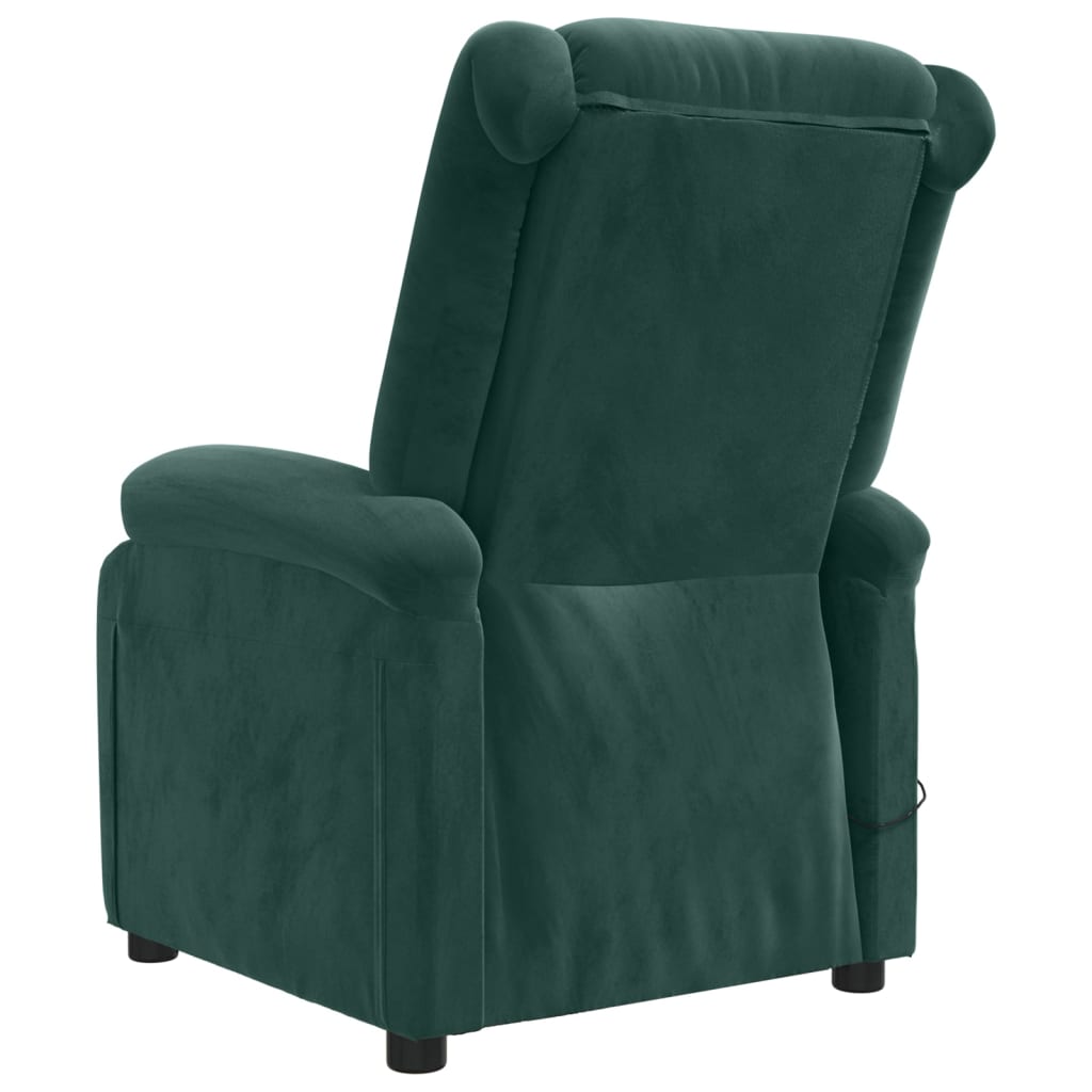 Poltrona de massagens elétrica veludo verde-escuro