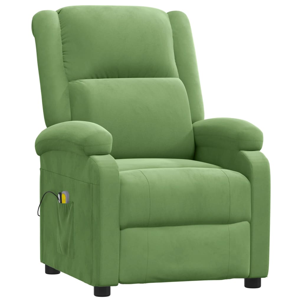 Poltrona de massagens elétrica veludo verde-claro