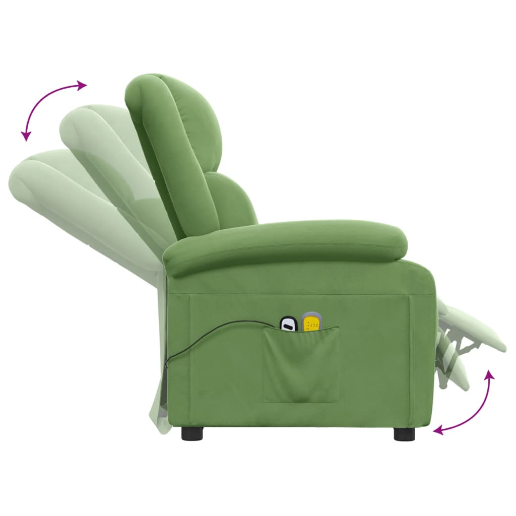 Poltrona de massagens elétrica veludo verde-claro
