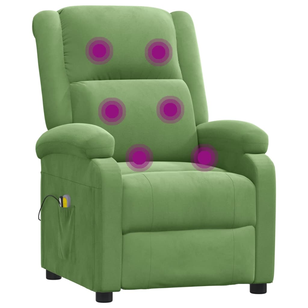 Poltrona de massagens elétrica veludo verde-claro
