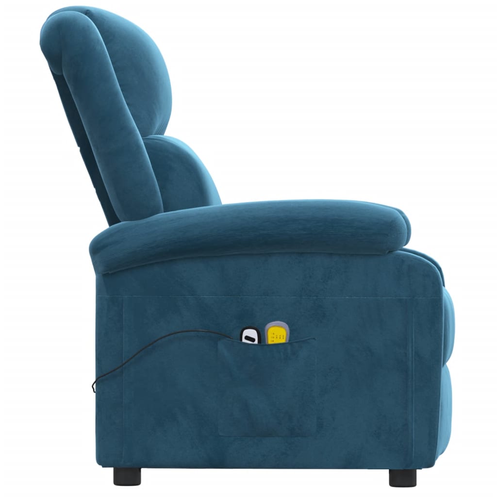 Poltrona de massagens elétrica veludo azul