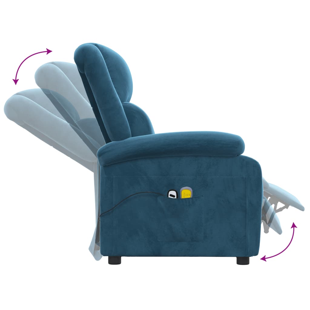 Poltrona de massagens elétrica veludo azul