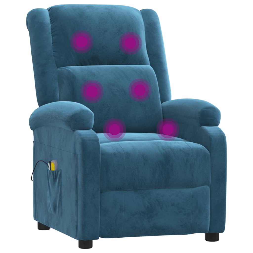 Poltrona de massagens elétrica veludo azul