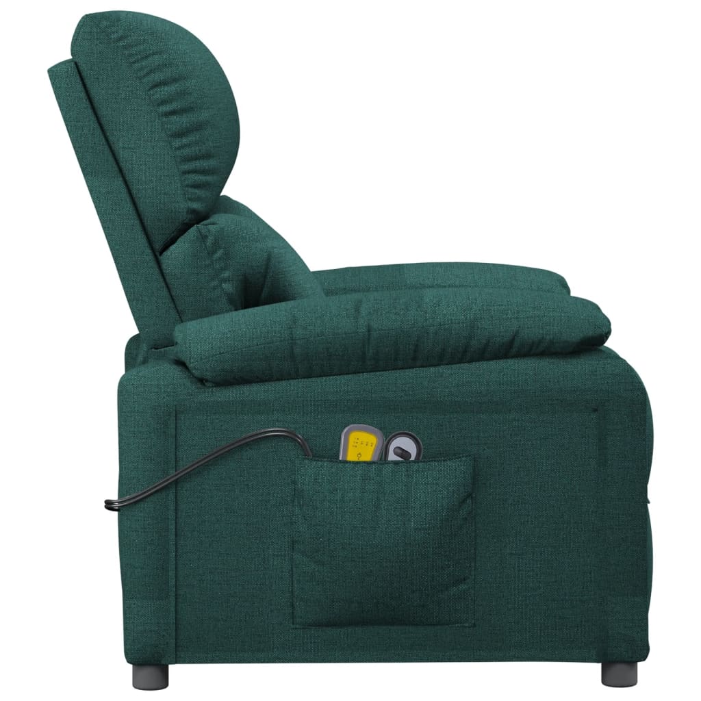 Poltrona de massagens elétrica tecido verde-escuro