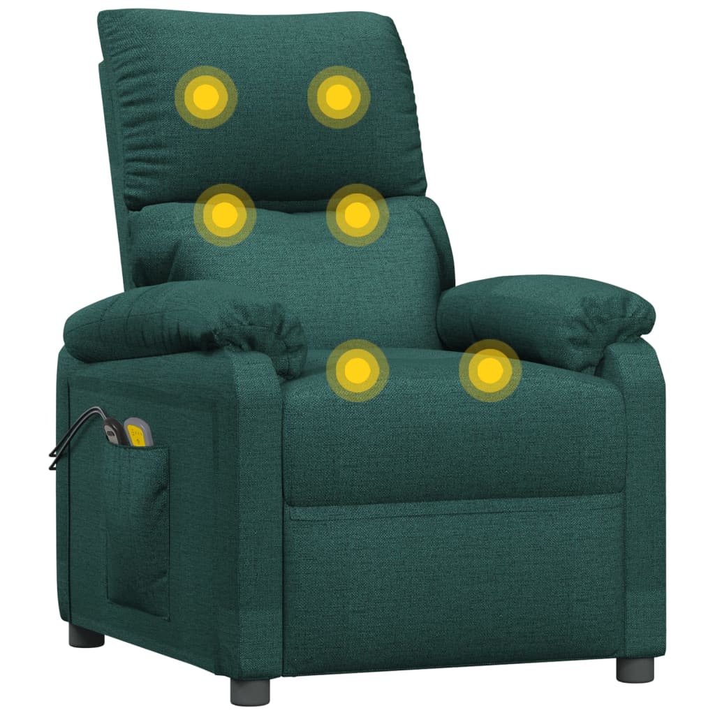 Poltrona de massagens elétrica tecido verde-escuro