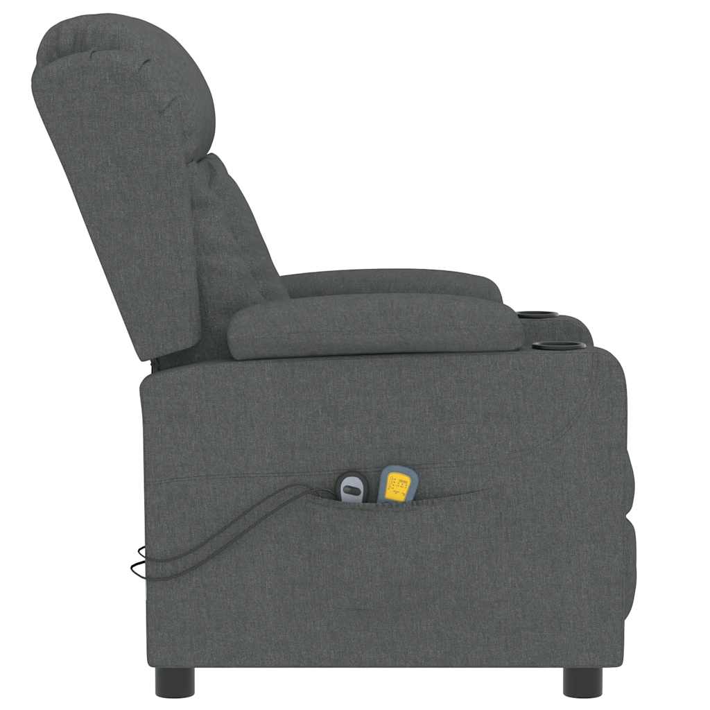 Poltrona de massagens elétrica tecido cinza-escuro