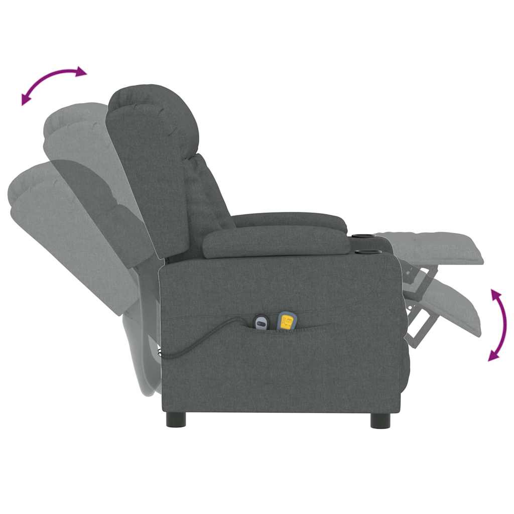 Poltrona de massagens elétrica tecido cinza-escuro