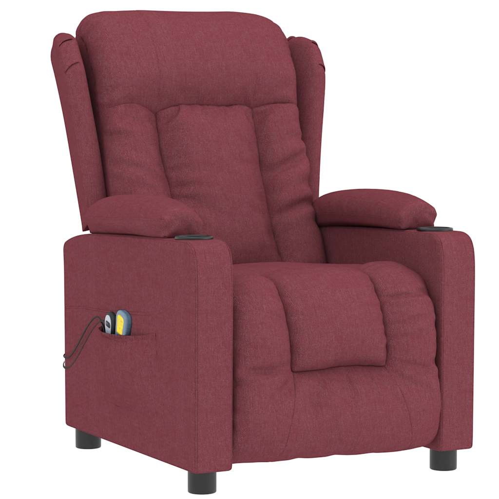 Poltrona de massagens elétrica reclinável tecido vermelho tinto