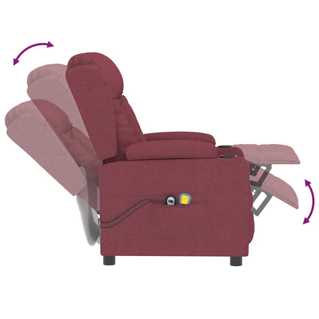 Poltrona de massagens elétrica reclinável tecido vermelho tinto
