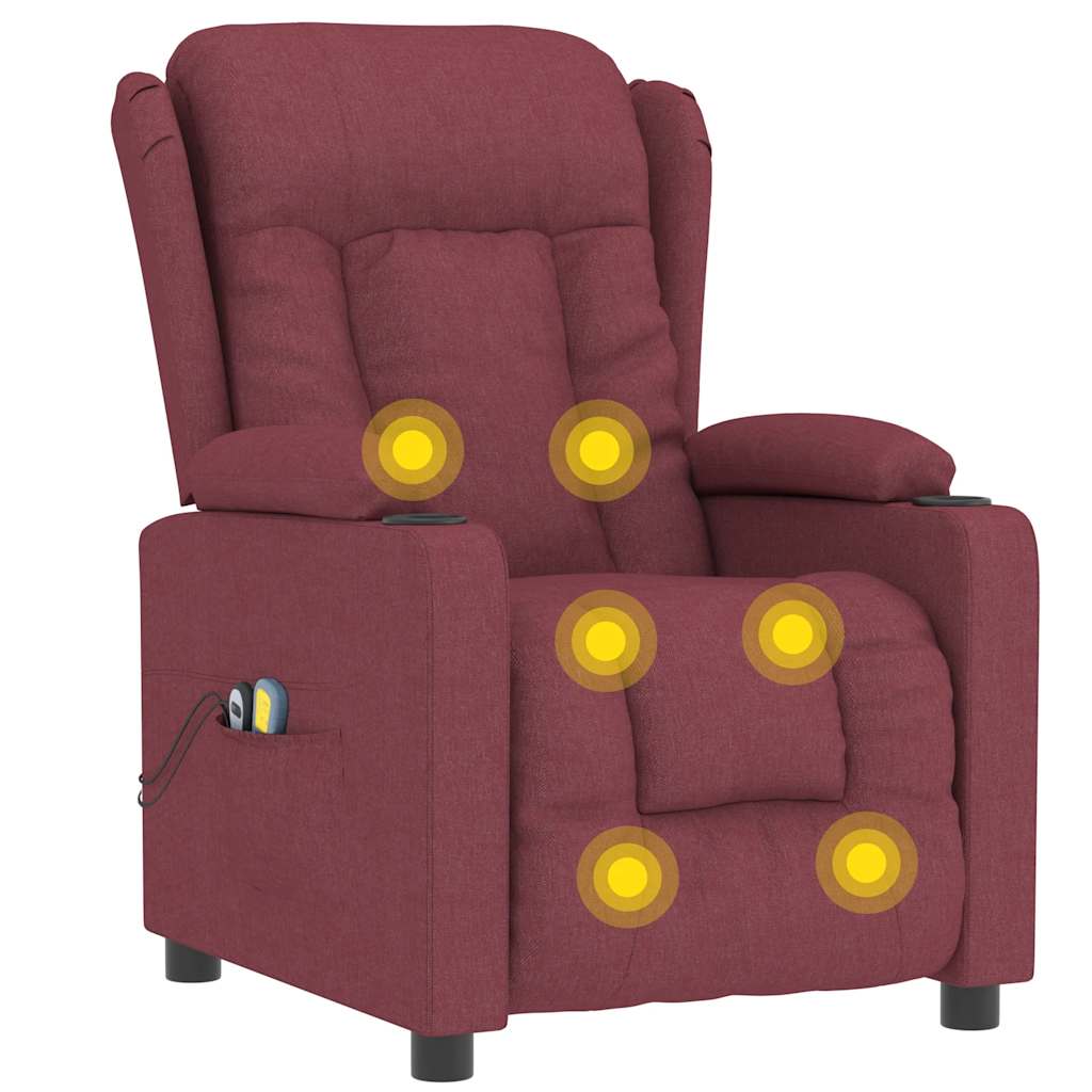 Poltrona de massagens elétrica reclinável tecido vermelho tinto