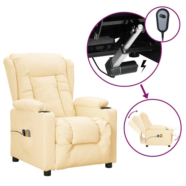 Poltrona de massagens elétrica couro artificial cor creme