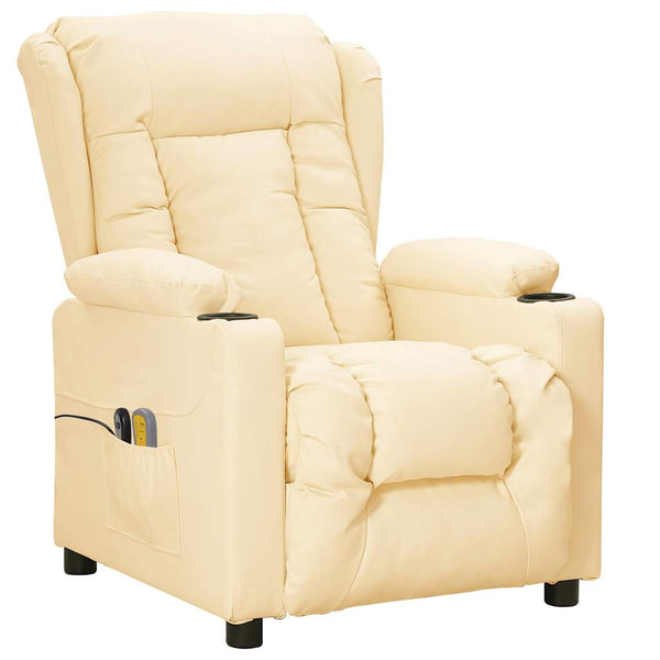 Poltrona de massagens elétrica couro artificial cor creme
