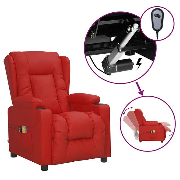 Poltrona de massagens elétrica couro artificial vermelho tinto