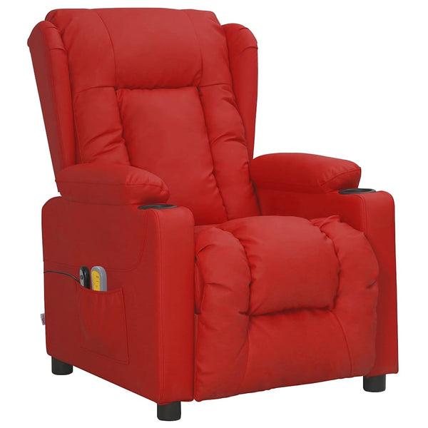 Poltrona de massagens elétrica couro artificial vermelho tinto