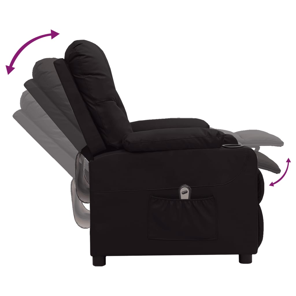 Poltrona reclinável elétrica couro artificial preto