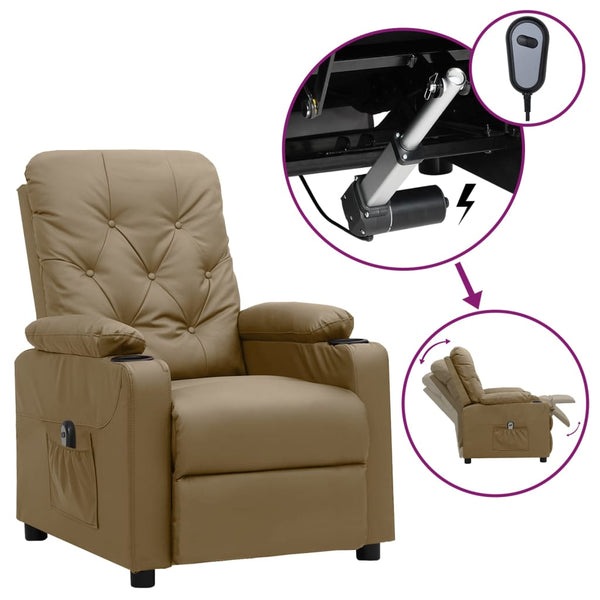 Poltrona reclinável elétrica couro artificial cor cappuccino