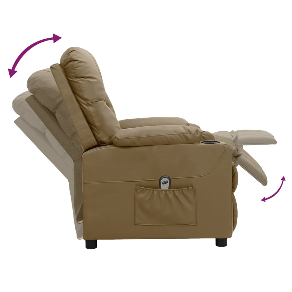 Poltrona reclinável elétrica couro artificial cor cappuccino