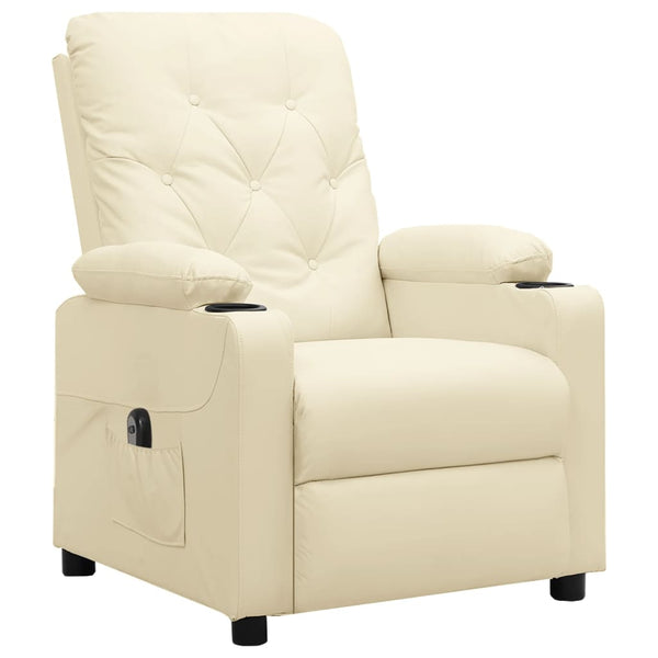 Poltrona reclinável elétrica couro artificial cor creme