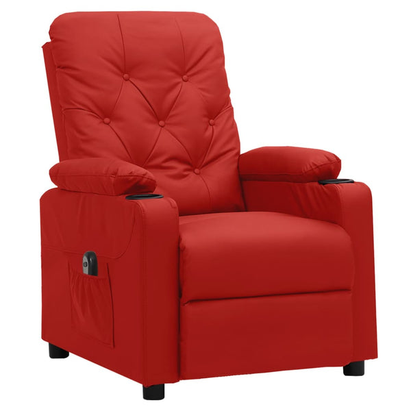 Poltrona reclinável elétrica couro artificial vermelho tinto