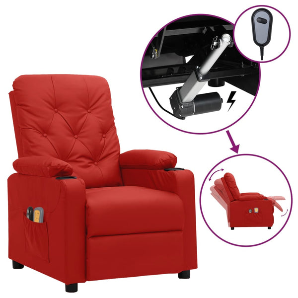Poltrona de massagens elétrica couro artificial vermelho tinto