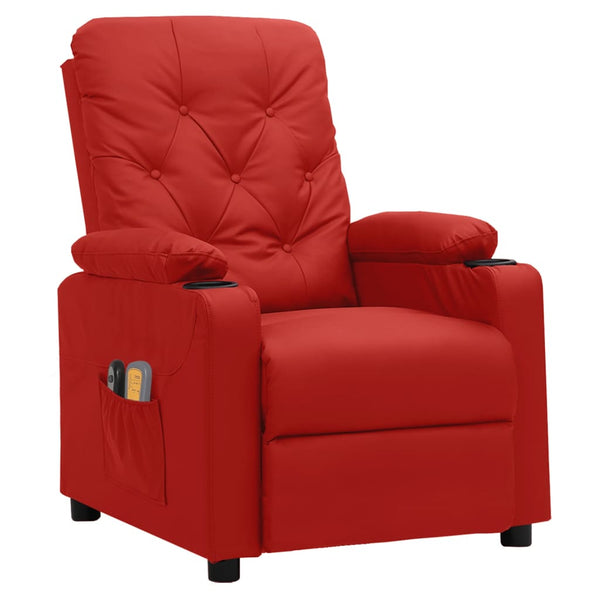 Poltrona de massagens elétrica couro artificial vermelho tinto