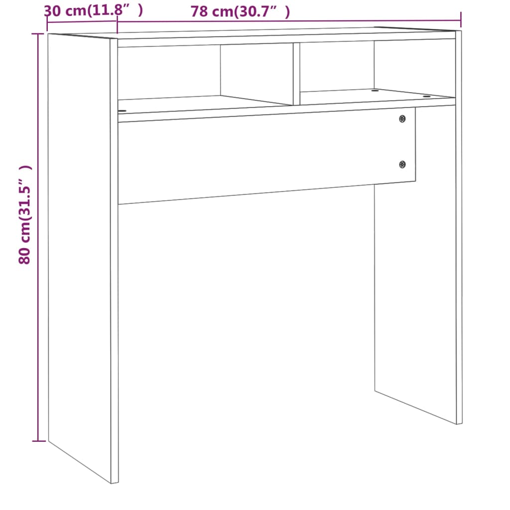 Mesa consola 78x30x80 cm derivados de madeira carvalho castanho