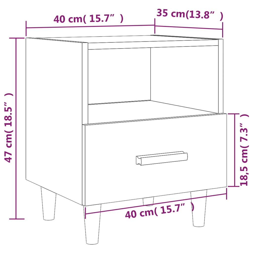 Mesas de cabeceira 2 pcs 40x35x47 cm branco