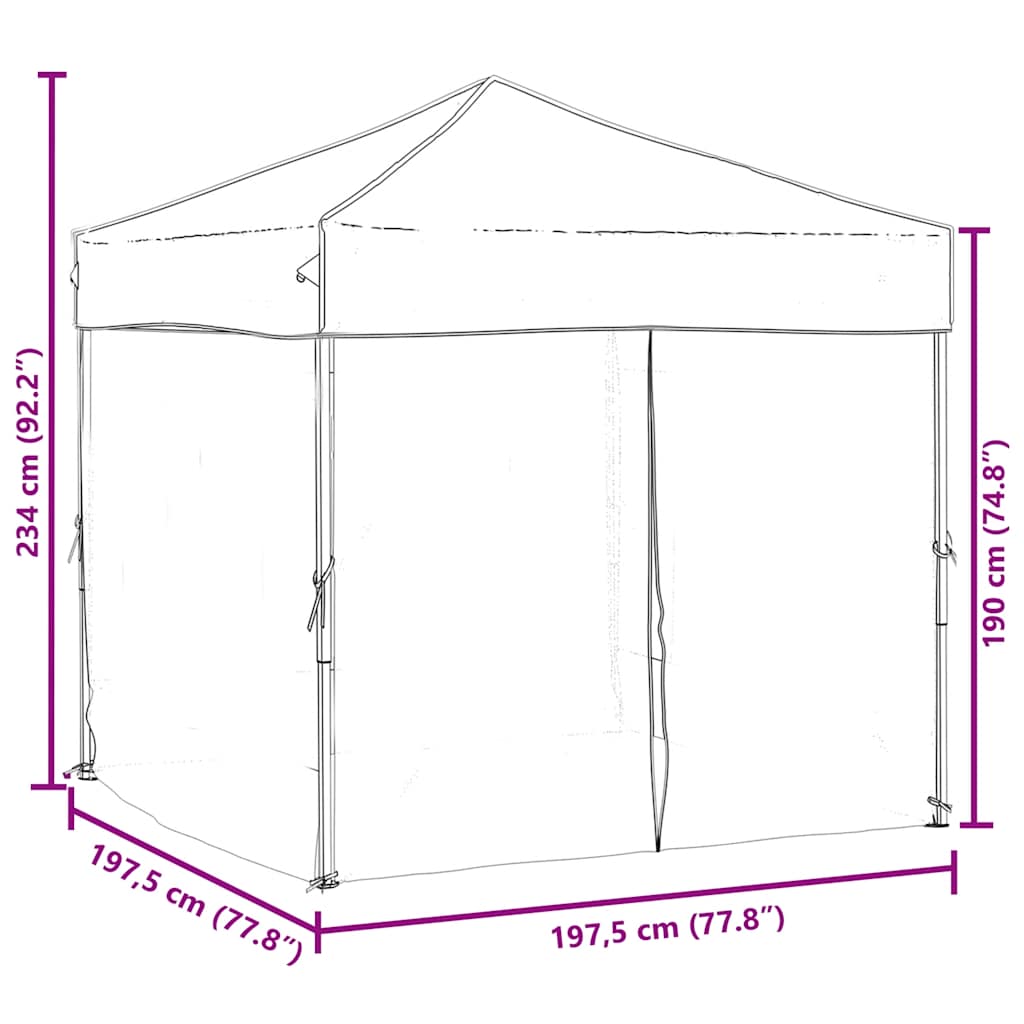 Tenda para festas dobrável com paredes laterais 2x2 m preto