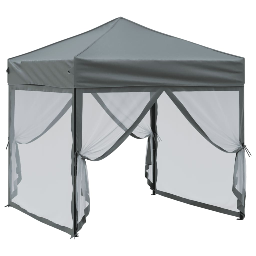 Tenda para festas dobrável com paredes laterais 2x2 m antracite