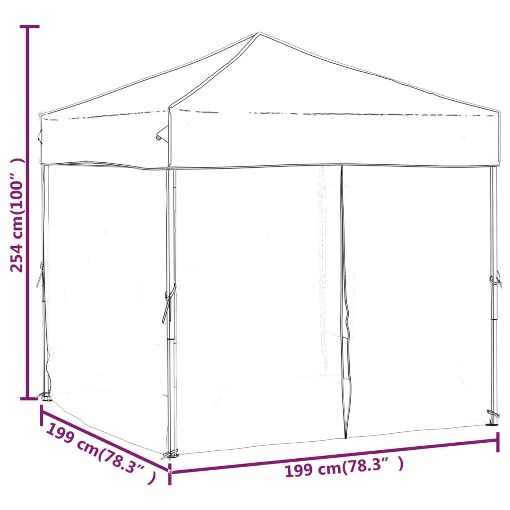 Tenda para festas dobrável com paredes laterais 2x2 m antracite