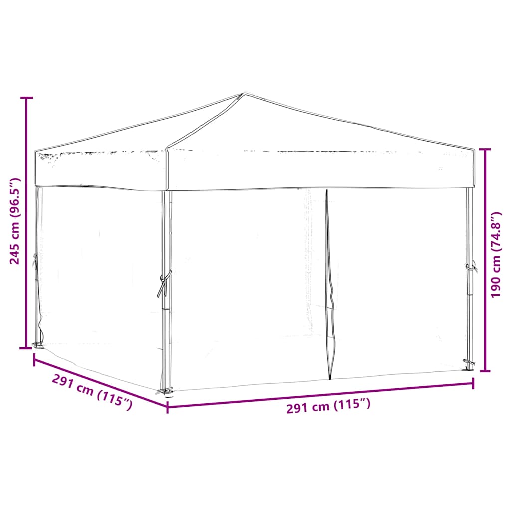 Tenda para festas dobrável com paredes laterais 3x3 m branco