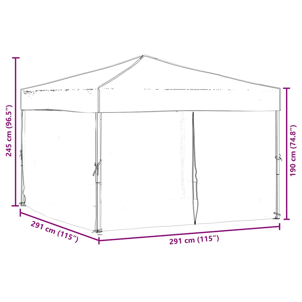 Tenda para festas dobrável com paredes laterais 3x3 m preto