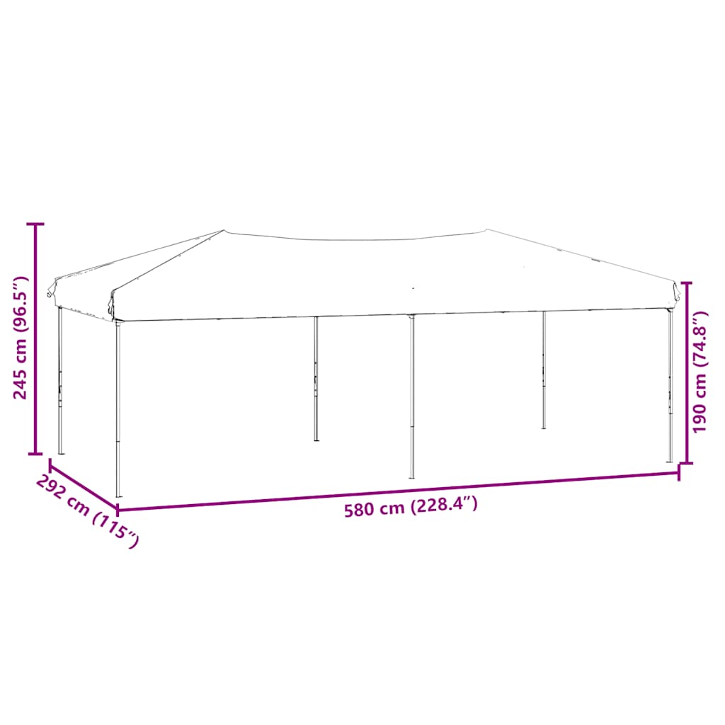 Tenda para festas dobrável com paredes laterais 3x6 m preto