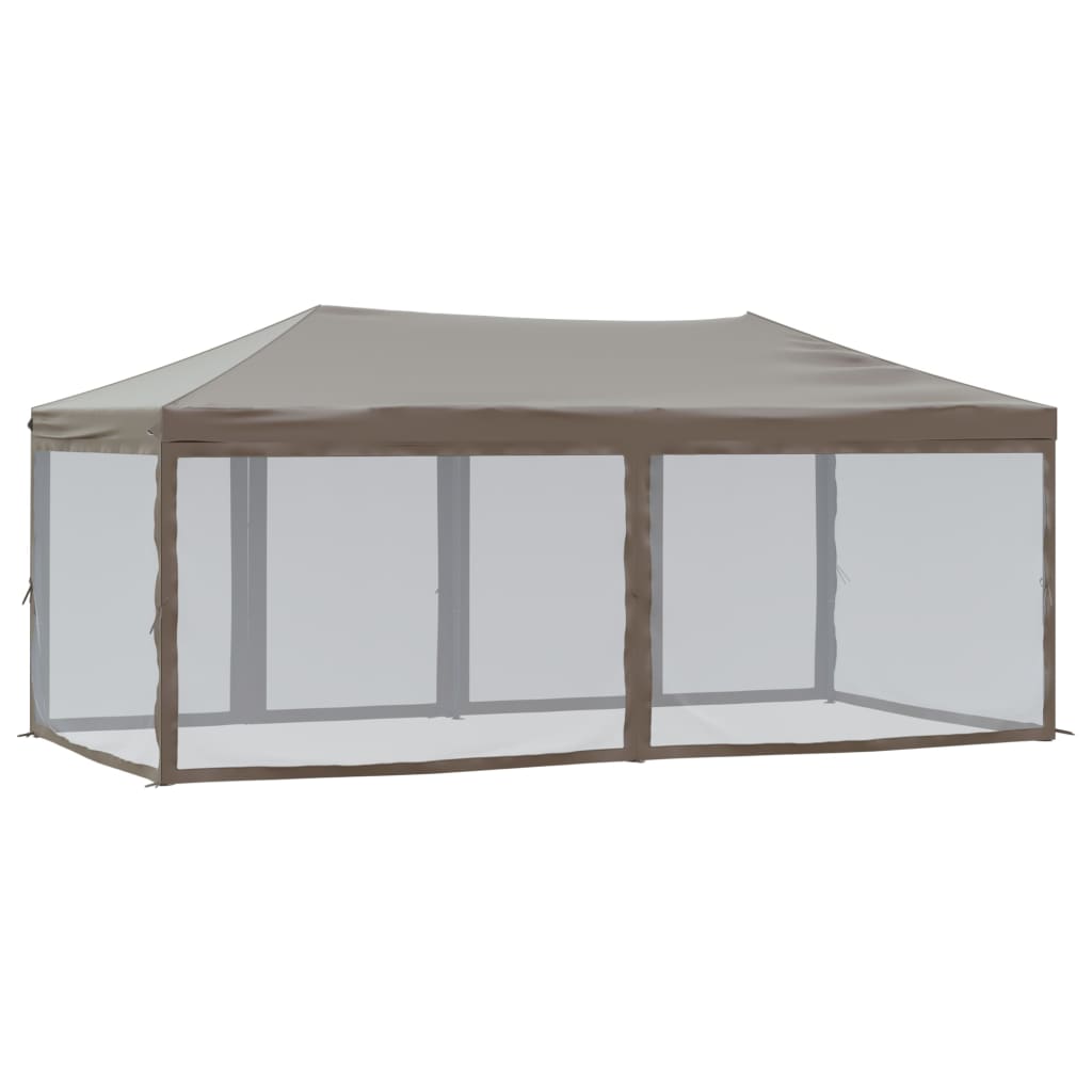 Tenda p/ festas dobrável c/ paredes laterais cinza-acastanhado