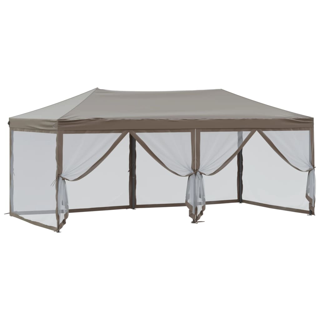 Tenda p/ festas dobrável c/ paredes laterais cinza-acastanhado